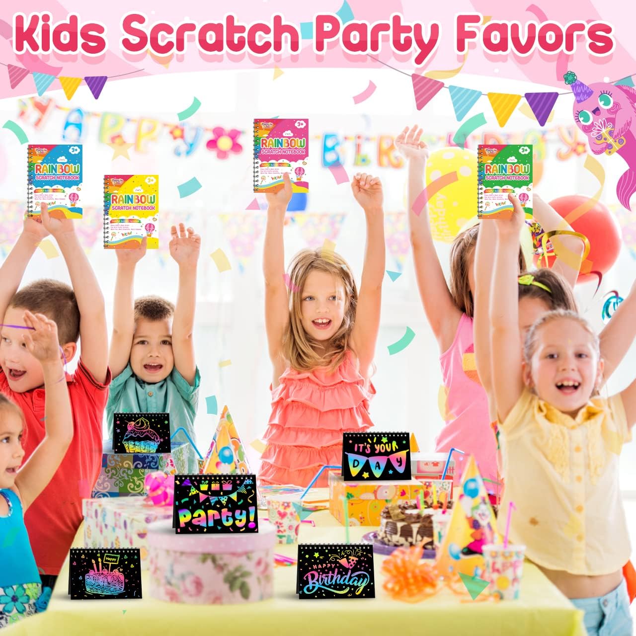 Party Favors for Kids: 48 Pack Rainbow Scratch Art Notebook Back to School Students Classroom Gifts Bulk for Girls Boys Goodie Bags Stuffers, Return Gifts for Birthday Party Favors Bulk