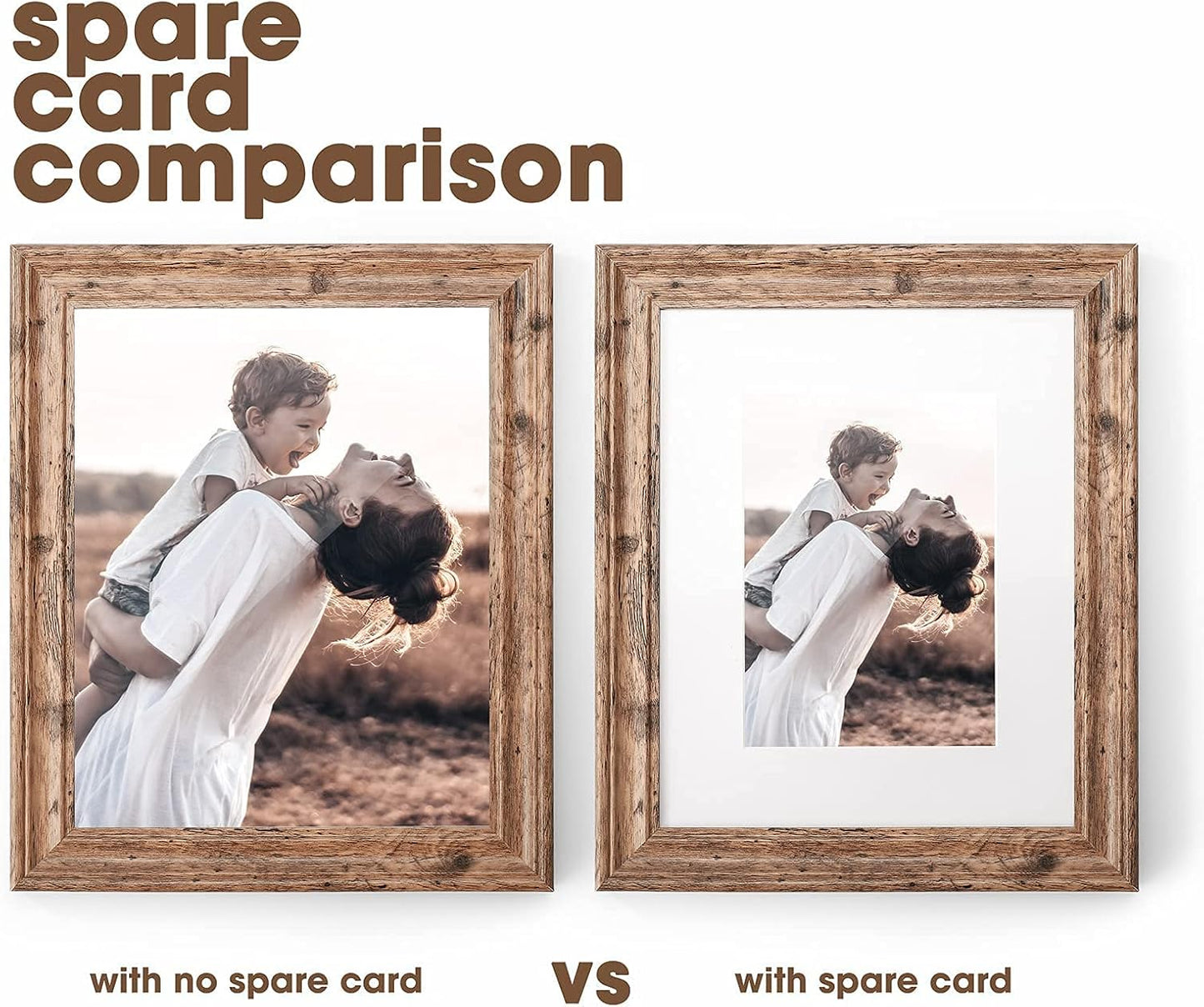 TWING 8x10 Picture Frame Set of 6, Vintage Walnut Photo Frames Display Pictures 5x7 with Mat or 8X10 Without Mat, Tabletop Display and Wall Mounting Home Decorative Photo Frames Pre-Installed, Walnut