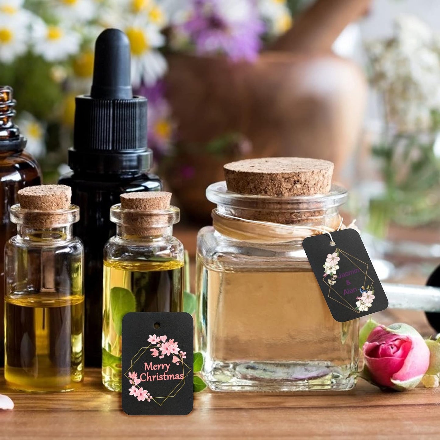 Custom Gift Tag, Personalized Favor Label, Kraft Wrapping Decoration, Wedding Supplies Birthday Party Craft, Thick Paper Hang Card with String (Rectangle Shape 2)