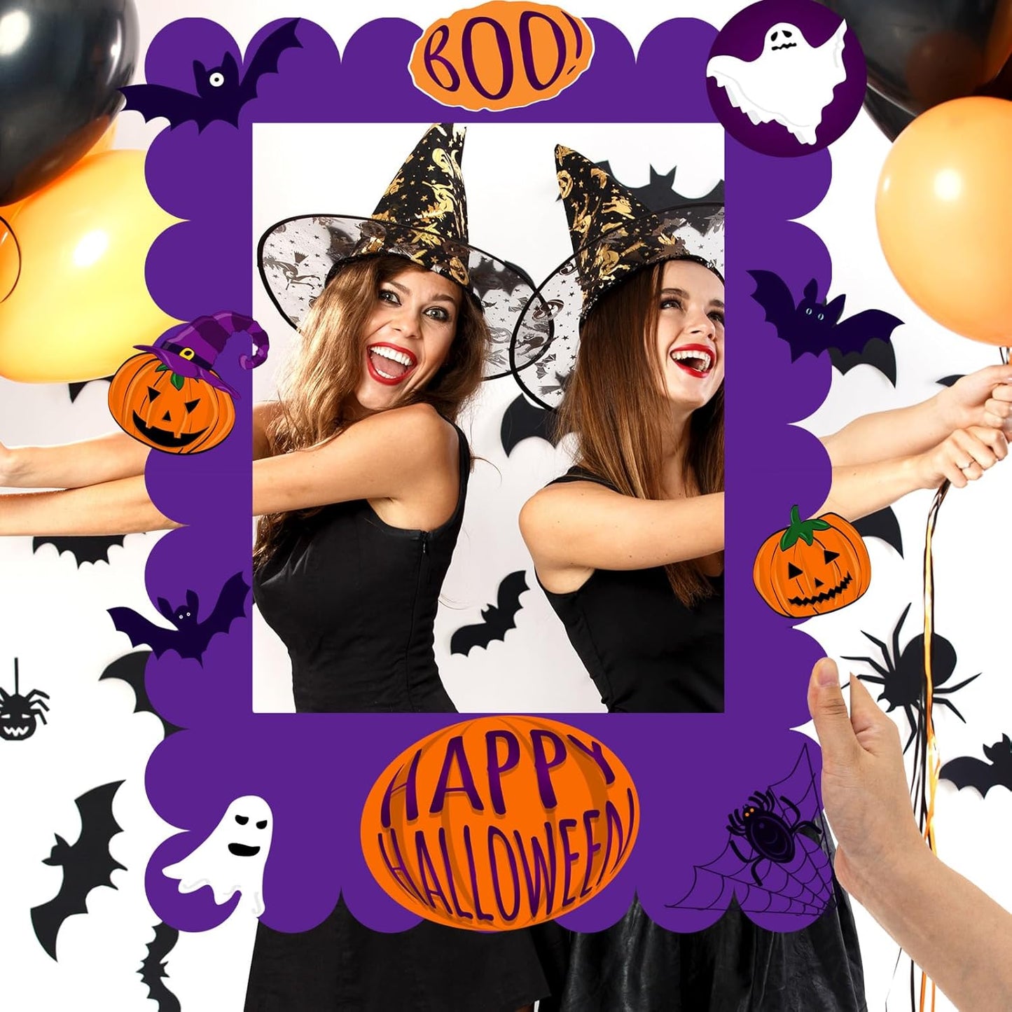 32 x 24 Inch Large Blank DIY Photo Booth Props Picture Frame Party Frame DIY Photo Booth Props Selfie for Halloween Christmas Birthday, Holiday Party(Purple,Scalloped)