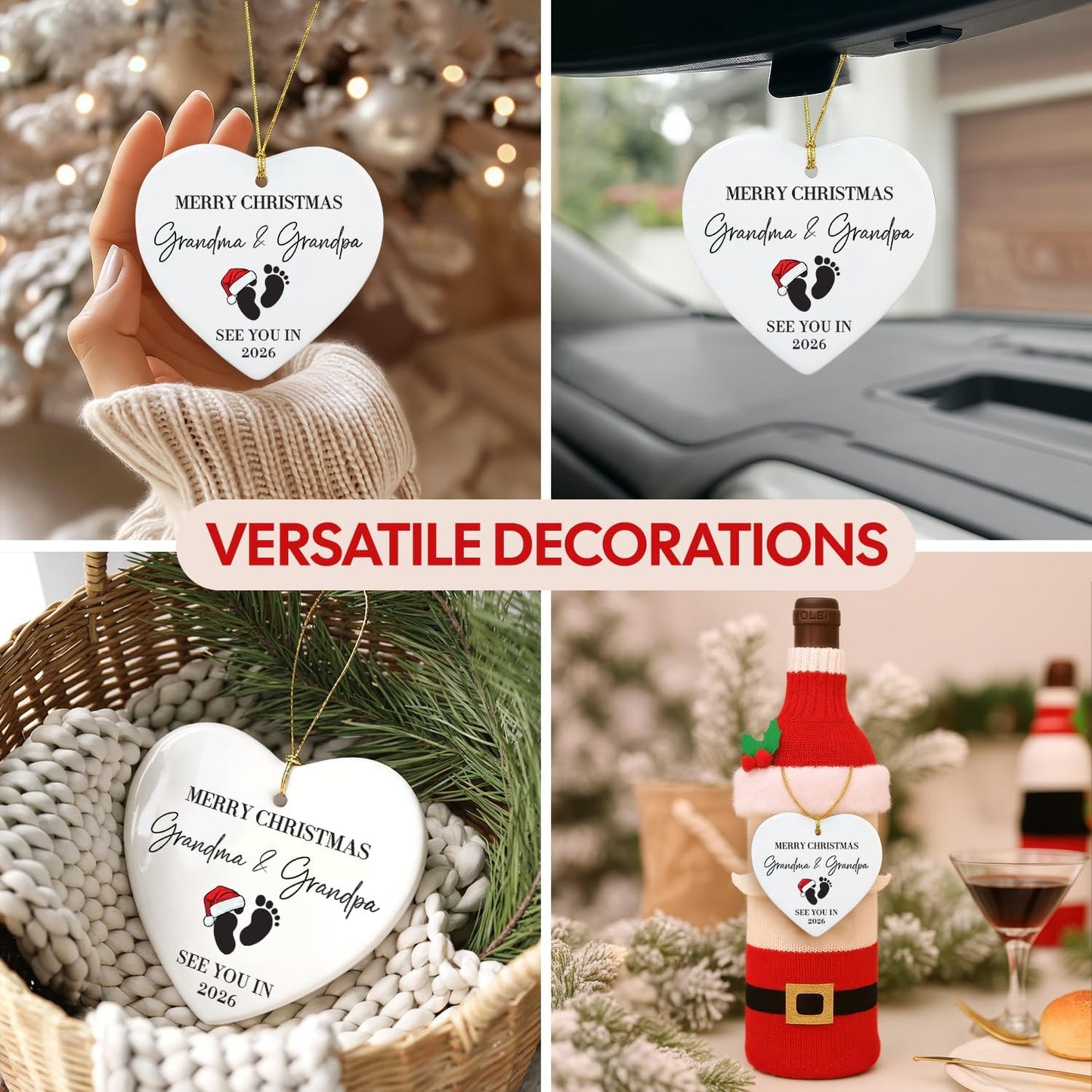 NewEleven First Time Grandparents Gifts - Baby Announcement, Pregnancy Announcement for Grandparents - New Grandma Gifts, Baby Announcements Ideas - Christmas Ornament