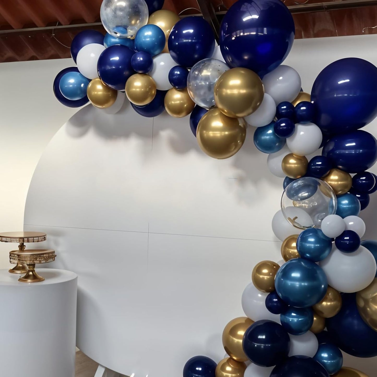 Blue and Gold Balloons, 50pcs Metallic Blue Gold Balloons, Navy Macaron Balloon Confetti Balloon For Birthday Baby Shower Father's Day Party Wedding Graduation Bachelorette Anniversary Decorations