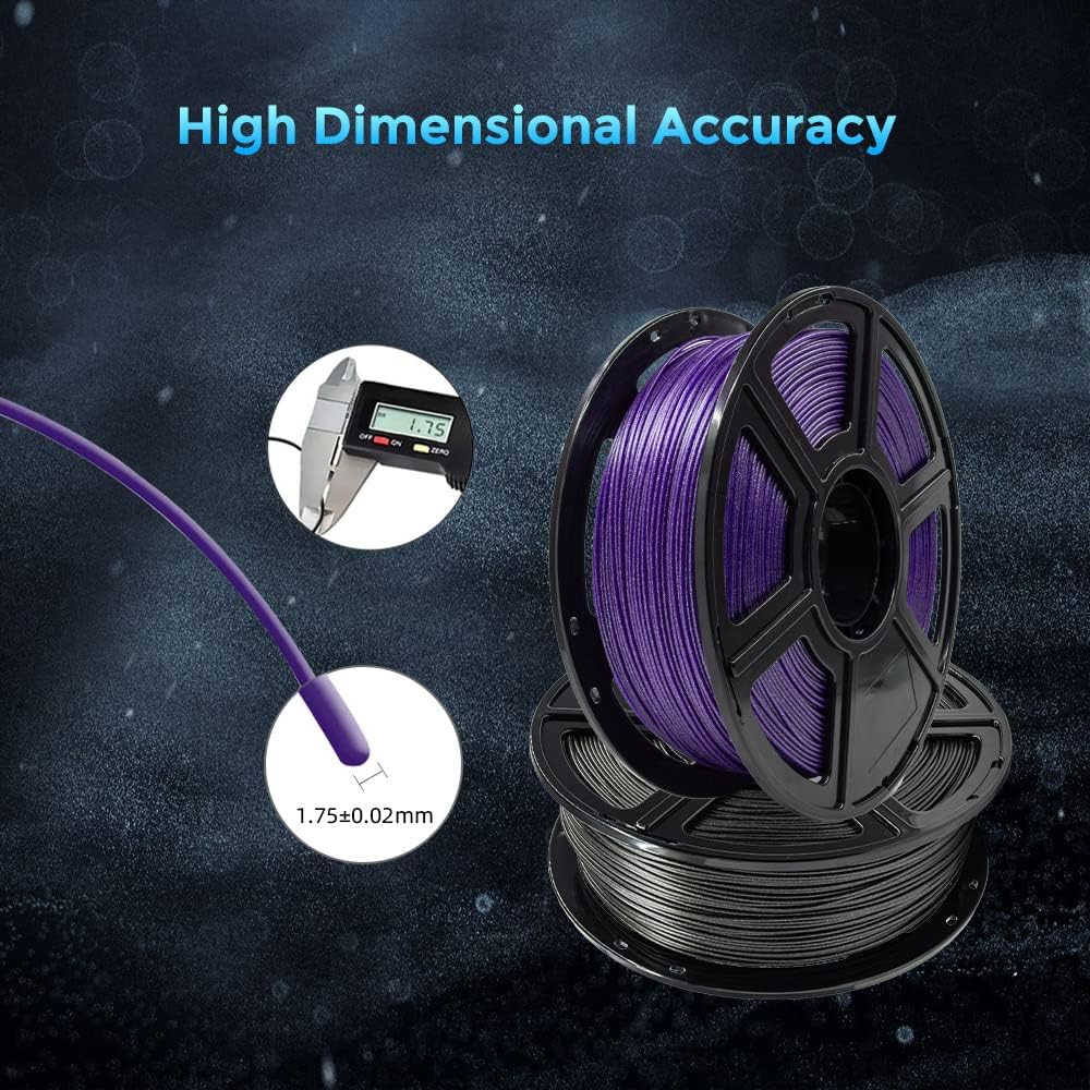 FLASHFORGE 3D Printer Filament, PLA Galaxy Filament 1.75mm, 1KG Spool (2.2lbs), Dimensional Accuracy +/- 0.02mm for FDM 3D Printers, Better Tenacity & No Knotting (Purple)