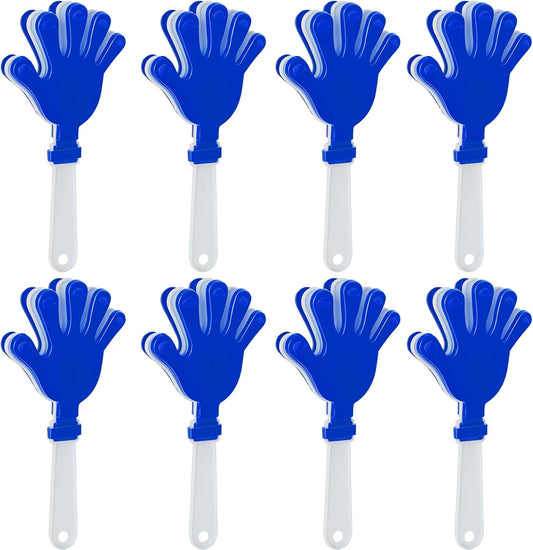 8 Pcs Hand Clappers Noisemakers 7.5 Inch Clappers Noisemakers Plastic Hand Clappers for Birthdays Game Football Sporting Events Cheers Supplies Dance Basketball Football Noisemakers(Blue and White)