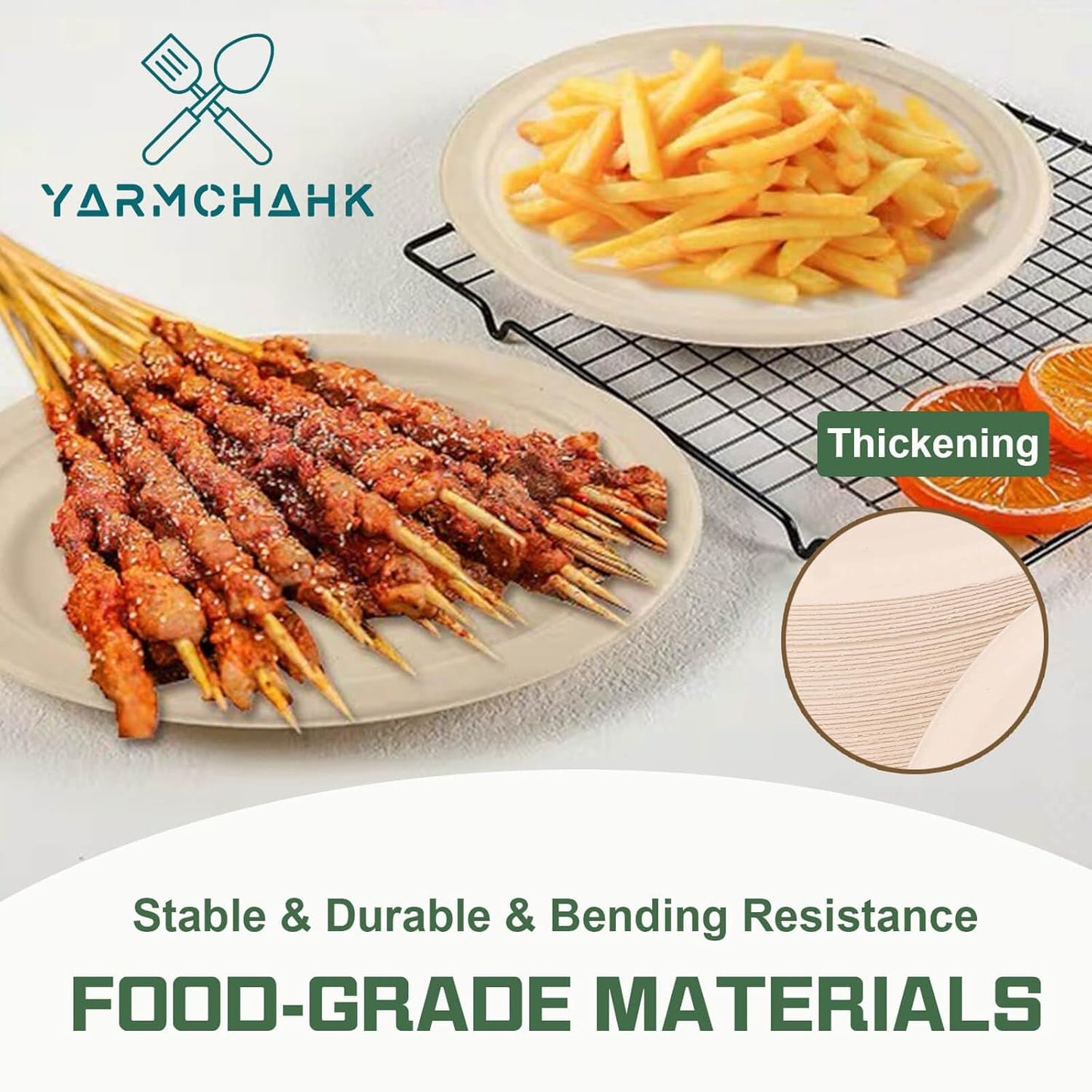 Disposable Paper Plates, 6 inch Heavy Duty Paper Plate, Soak and Cut Proof, Natural Biodegradable Bagasse Plates for Microwave, Dinner, Party, Picnic,50 Pack