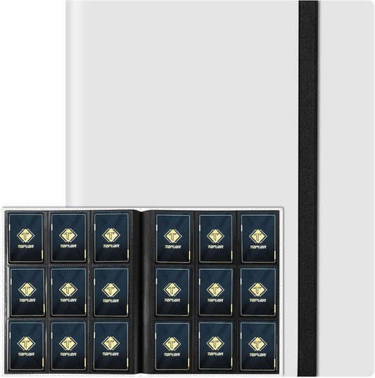 Card Binder 9 Pocket, Collectible Trading Card Album with 360 Pocket, Baseball Card Binder for Standard Cards Side Loading Card Folder for Sports Cards Baseball Football Basketball TCG MTG Cards,White