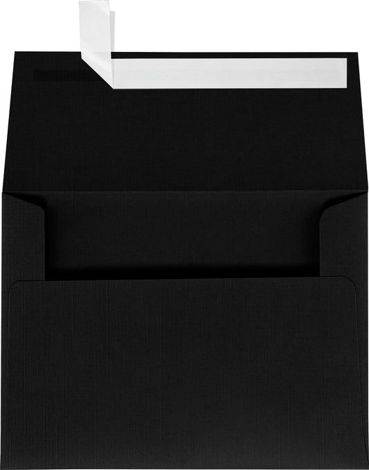 LUXPaper A7 Invitation Envelopes | Peel & Press | 5 1/4" x 7 1/4" | Black Linen | 80lb. Text | 1,000 Qty