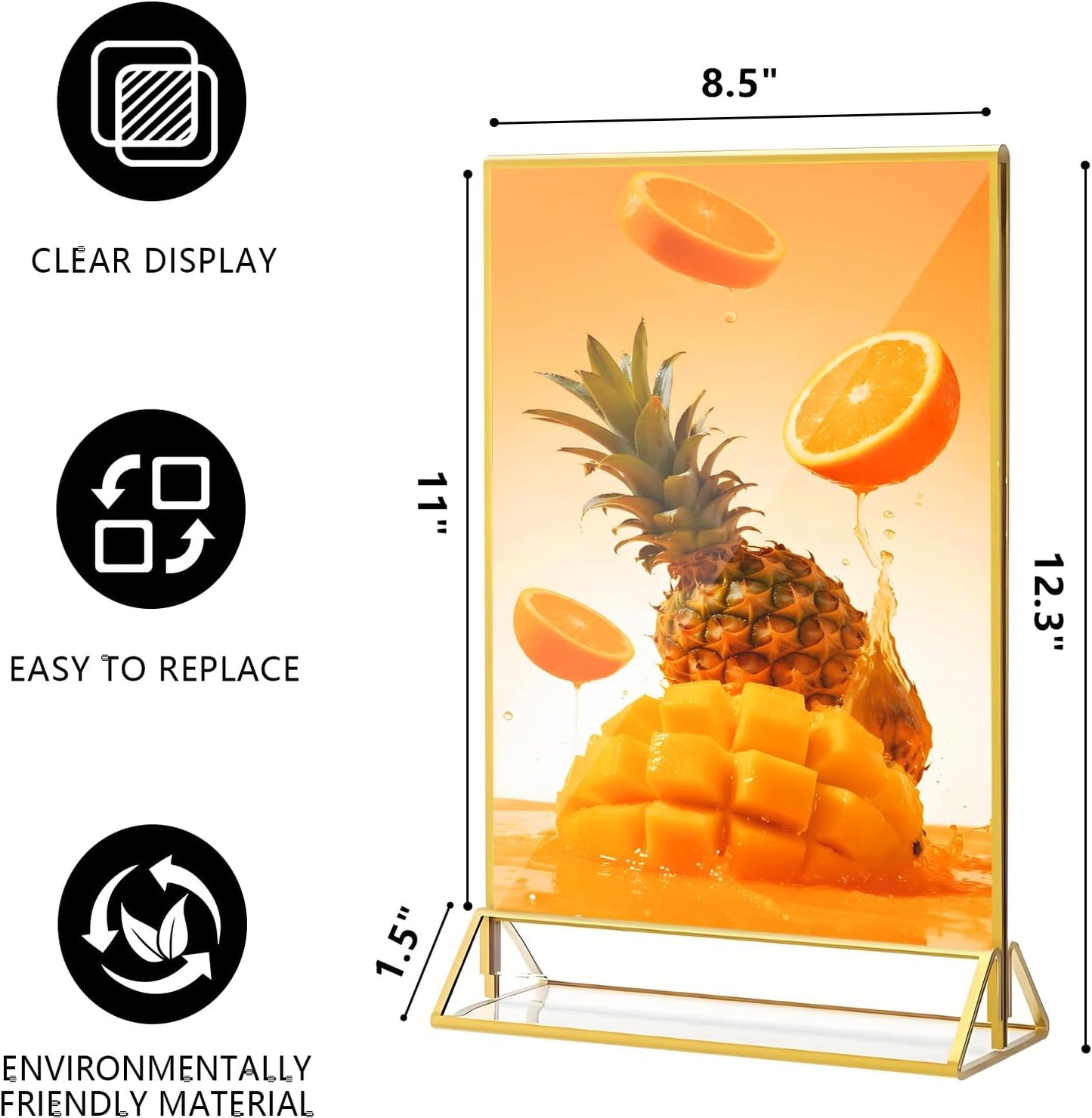 Acrylic Sign Holder, 8.5 x 11 In 4 Pack Acrylic Sign, Flyer Holder, Table Signs Holders, Flyer Stand, Double Sided Flyers Holders Table Menu Display Stand for Wedding Tables Number