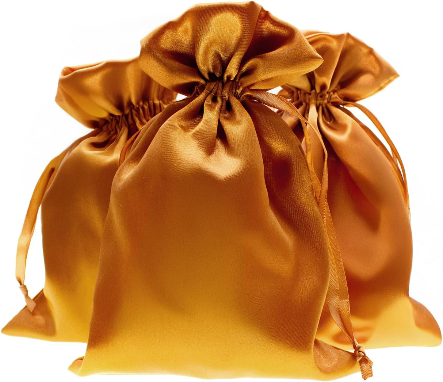 Knitial 4" x 6" Caramel Brown Satin Gift Bags, Jewelry, Wedding Favor Drawstring Bags Baby Shower Christmas 50 Count