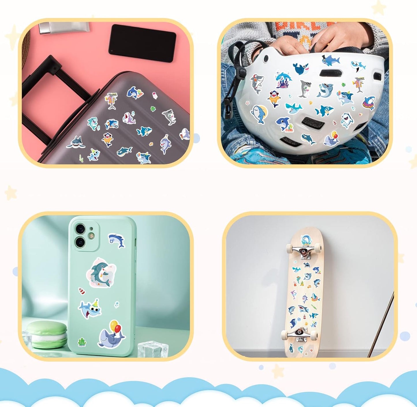 Cool Shark Stickers 755 Count Ocean Sea Animal Tropical Fish Shark Adhesive Decal Stickers for Boys Girls Birthday Invitations Under The Sea Party Goodie Gifts Bags Sticker Decor Class Rewards