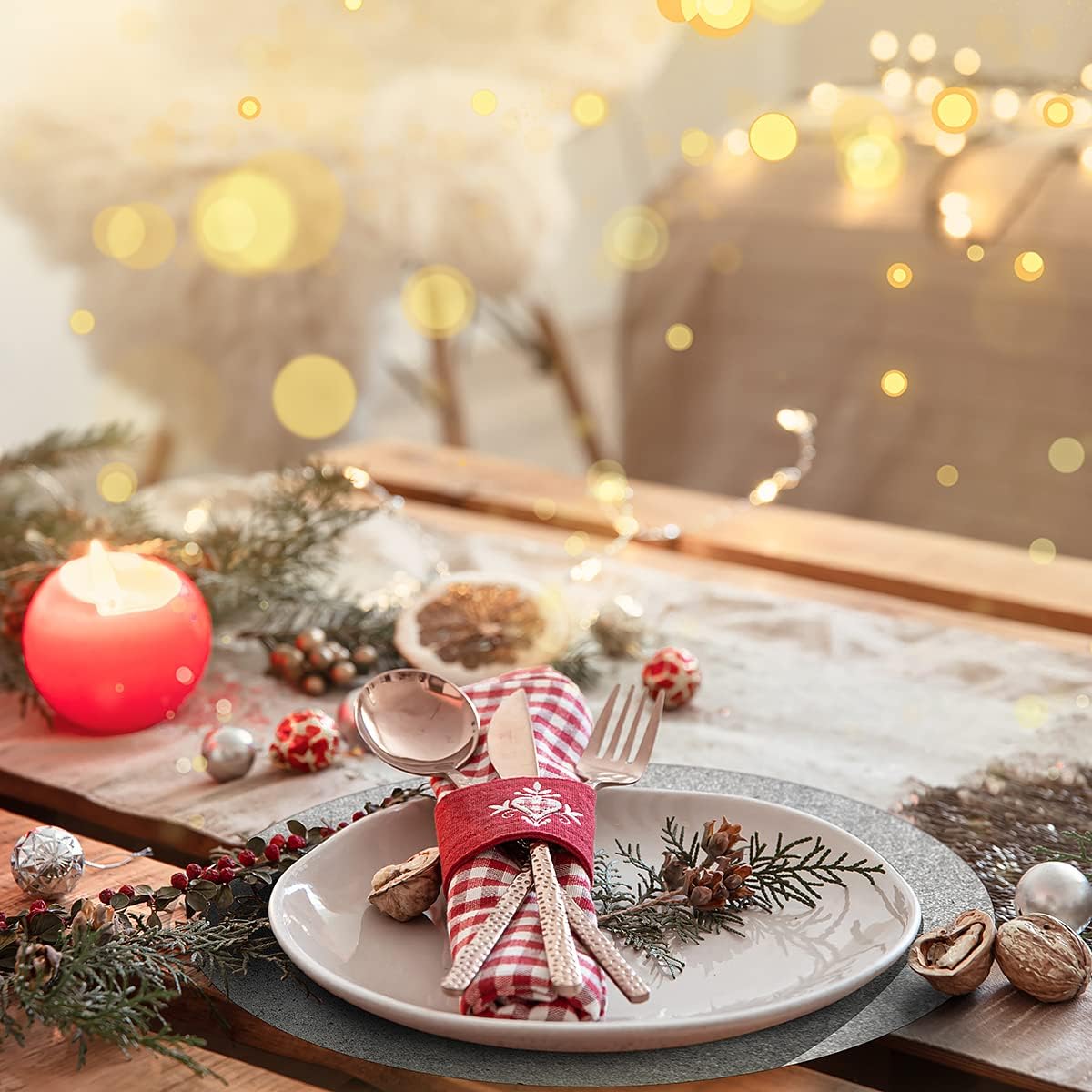 50 Pieces Silver Glitter Paper Place Mats Sparkle 14'' Round Disposable Table Mats Silver Sequin Doilies Decorative Placemats for Wedding Banquet Party Home Dining Tableware