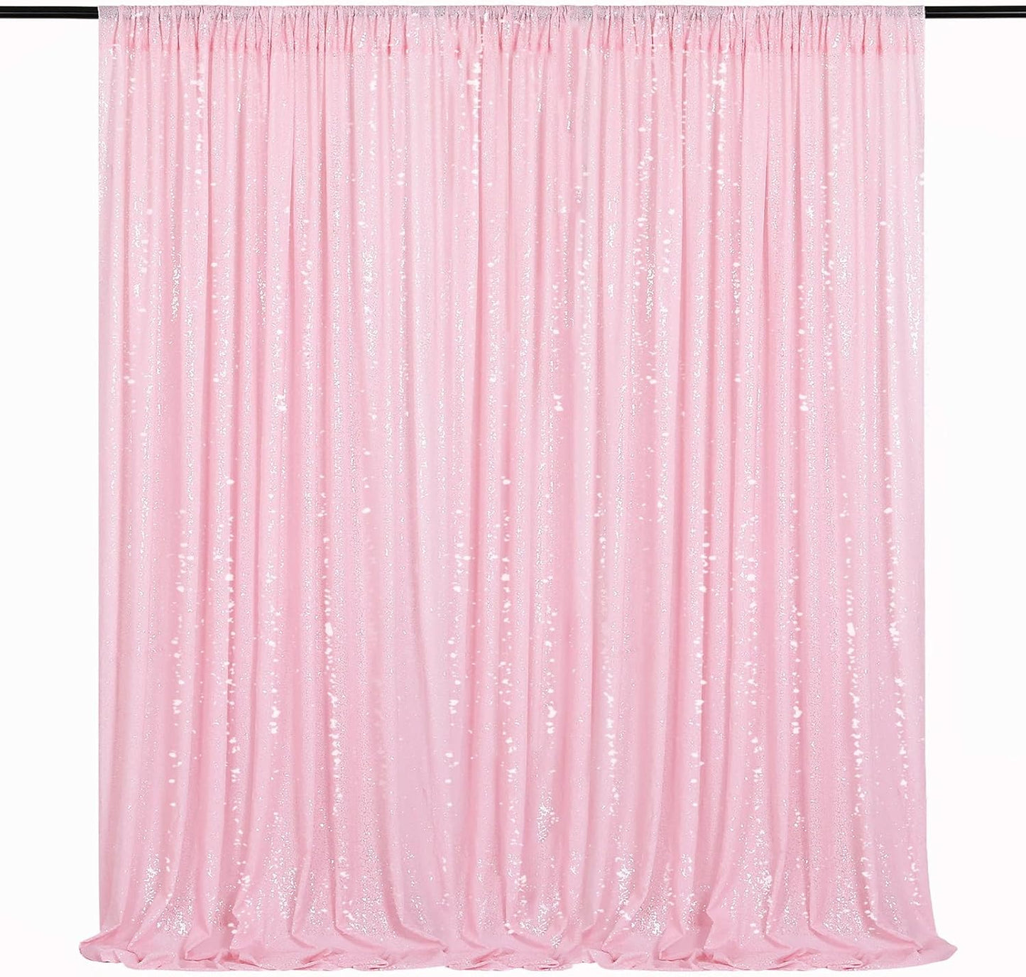 Pink Sequin Backdrop Curtain 8ft x 8ft Baby Shower Backdrop Drapes for Princess Girls Birthday Party Background Decoration
