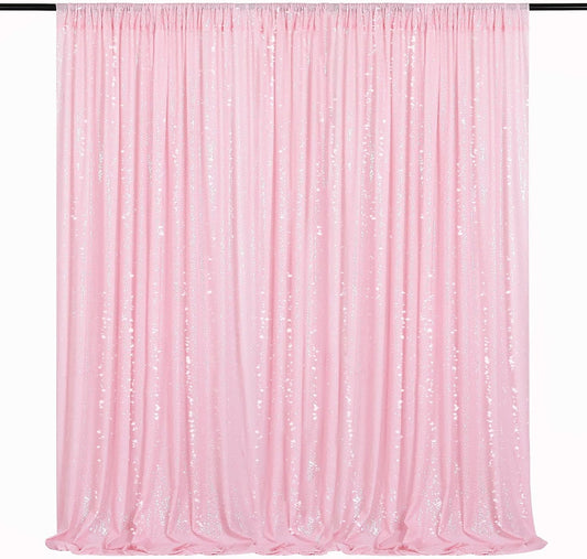 Pink Sequin Backdrop Curtain 8ft x 8ft Baby Shower Backdrop Drapes for Princess Girls Birthday Party Background Decoration
