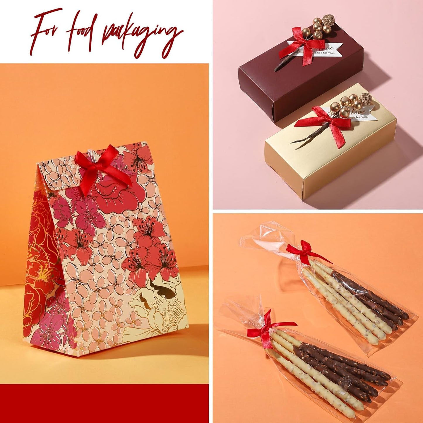 YGDZ 50 PCS Mini Red Bows, Red Satin Ribbon Bows, Small Bows for Crafts, Tiny Bow for Mother Day, Party Decorations, Balloon, Gift Box Packaging