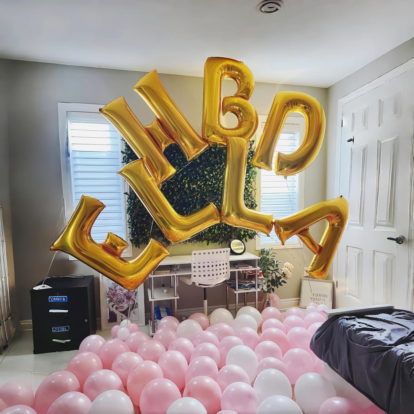 Giant H Alphabet Balloon Letters, Gold Self Inflating Custom Letter Balloons Birthday Decor, 40 Inch Helium Mylar Foil Name Word Balloons for Girls Men Anniversary Party Graduation Decoration Supplies