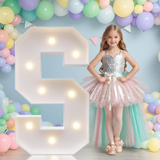 JoyMuse Marquee Letters 3 Feet Tall, Light Up Letters 3FT with Lights, Large Letters for Party, Letter S Light Up Letters for Baby Shower Wedding Proposal Graduation Birthday Decorations