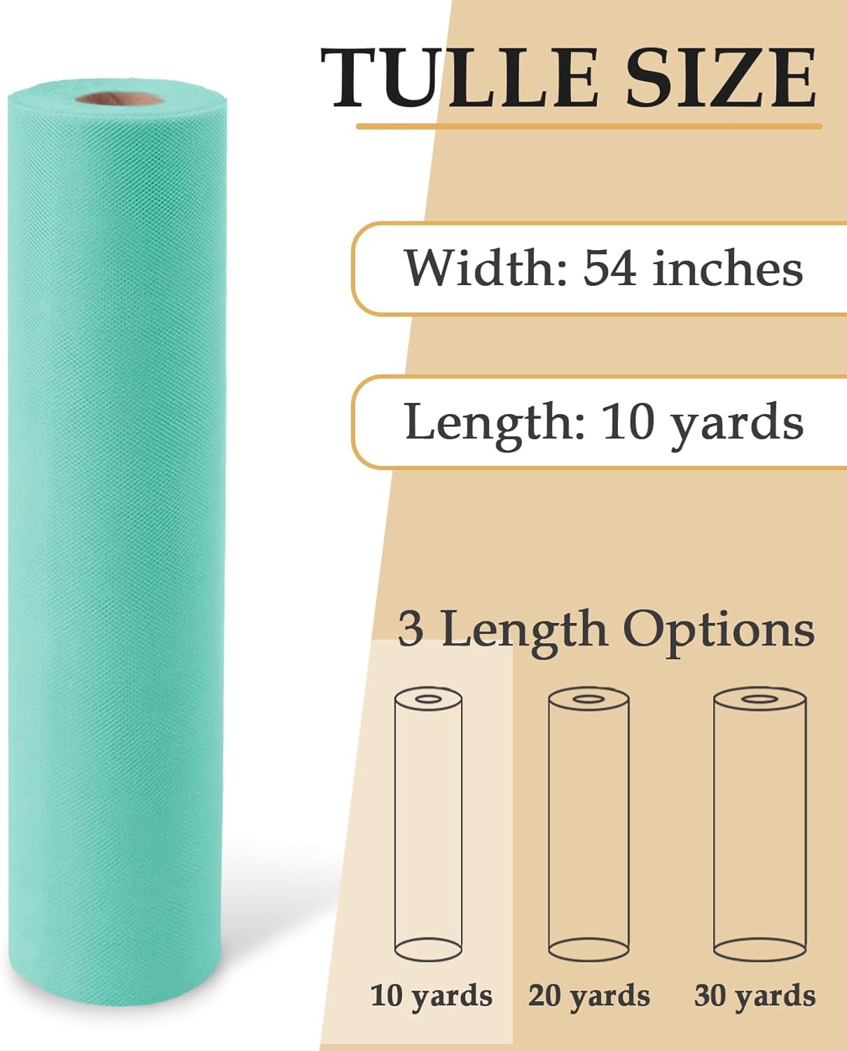 Tulle Fabric Roll, 54" x 10 Yards (30FT) Tulle for Wedding Decoration DIY Tutu Party Backdrop Baby Shower Table Skirts Gift Wrapping (Aqua Blue)