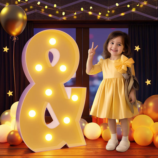 Marquee Letters 3 Feet Tall Large Light Up Letters & Wedding Mr and Mrs Sign Marry Me Engagement Party Decor Yellow Light Birthday Decorations Balloon Arch Kit Foam Sign &