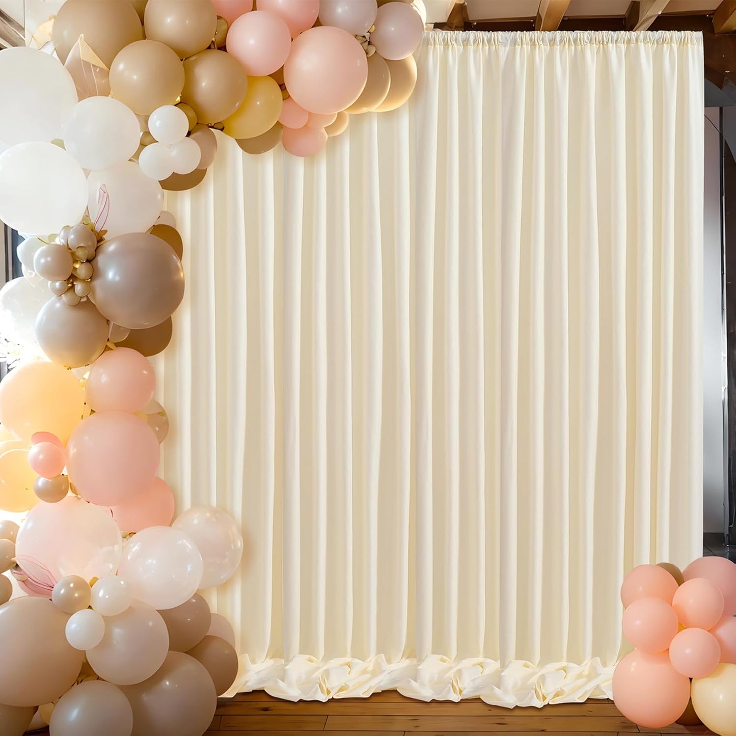 10ft x 10ft Thick Ivory Backdrop Curtains for Parties, 2 Panels 5ft x 10ft Non See Through Ivory Polyester Wedding Drapes Photo Backdrop for Birthday Party Graudation Photography Home Decor