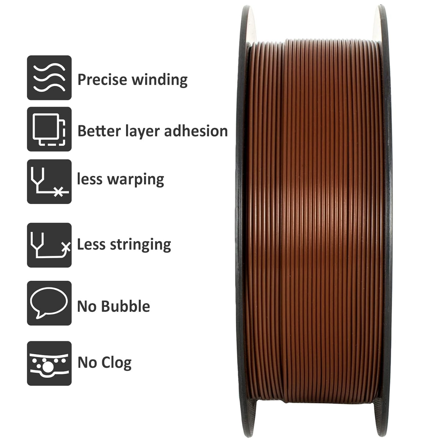 Geeetech PLA Filament 1.75mm Brown, Neatly Wound 3D Printer Filament 1kg Spool (2.2lbs), Dimensional Accuracy +/- 0.02 mm, 3D Printing Filament Fit Most FDM Printer, New Brown