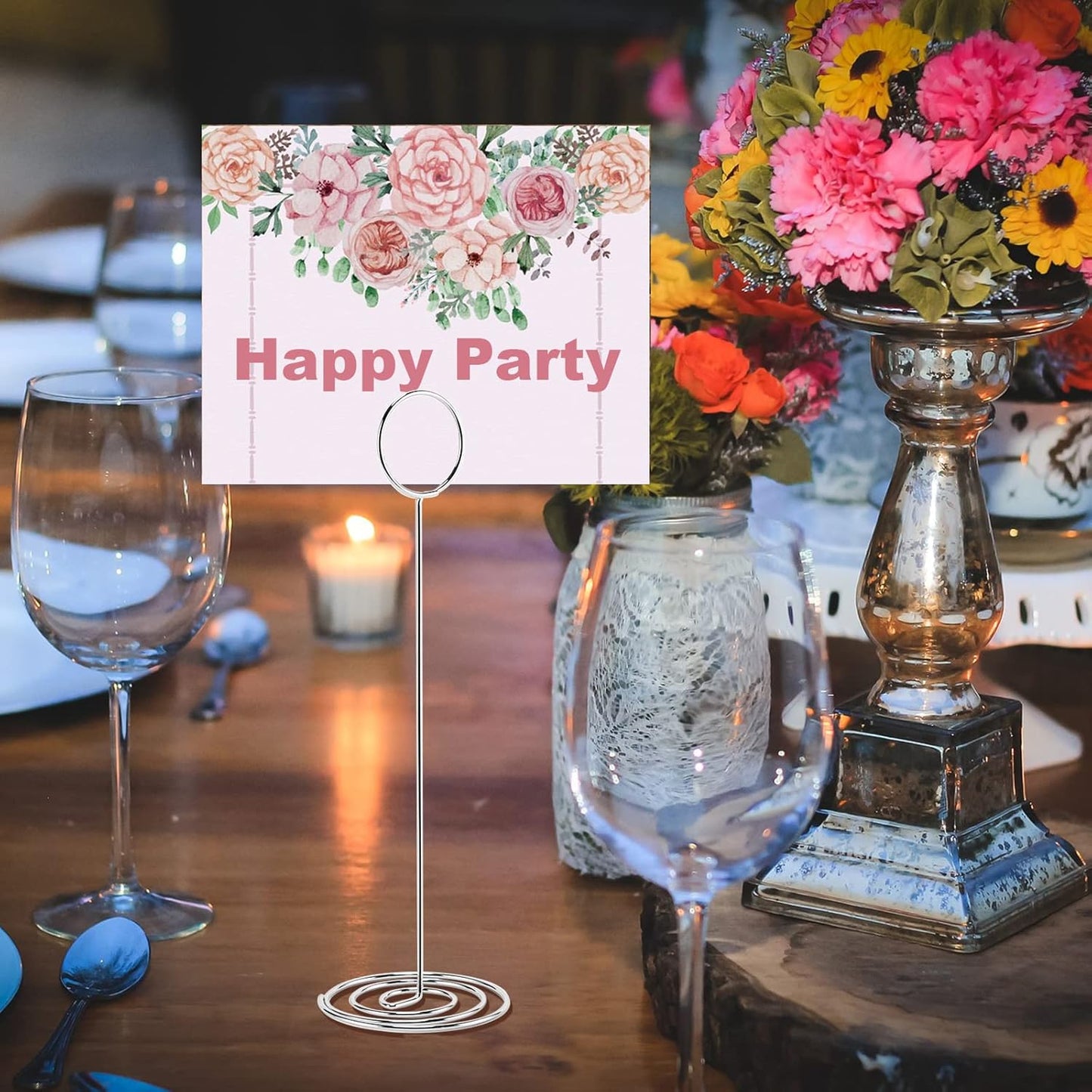 10Pcs Place Card Holder, Table Number Holders, Wire Picture Holder, Table Card Holders Stand, Photo Holder for Centerpieces, Wedding Reception, Party, Birthday (Silver)