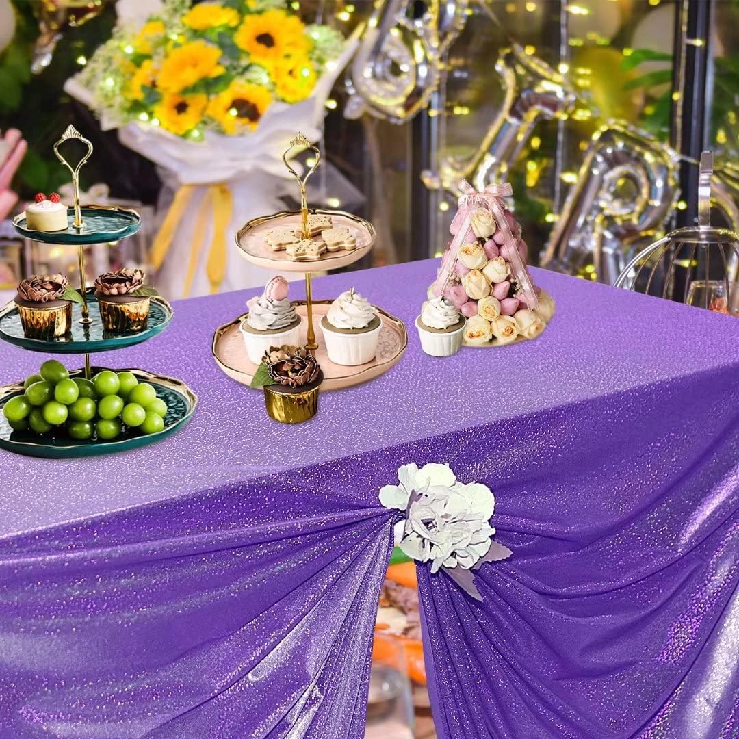 Fitable Sequin Tablecloth for Parties 60x120 Inch - Sparkle Glitter Table Cloth Laser Rectangle Overlay for Wedding Baby Shower Ceremony Birthday Holiday Banquet Decor, Purple