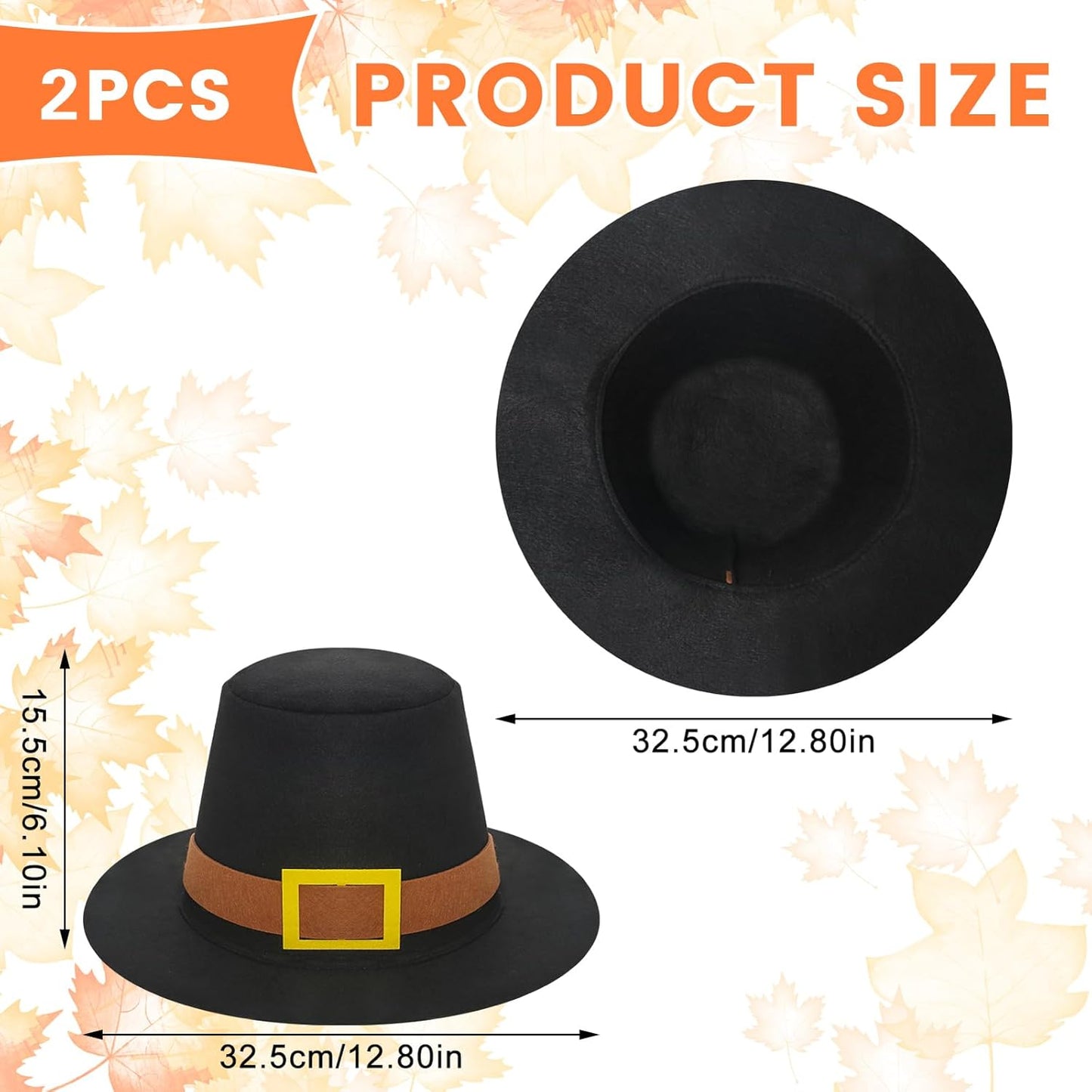 Thanksgiving Hats Black Pilgrim Felt Hat Thanksgiving Novelty Black Costume Top Hat for Thanksgving Party Accessory