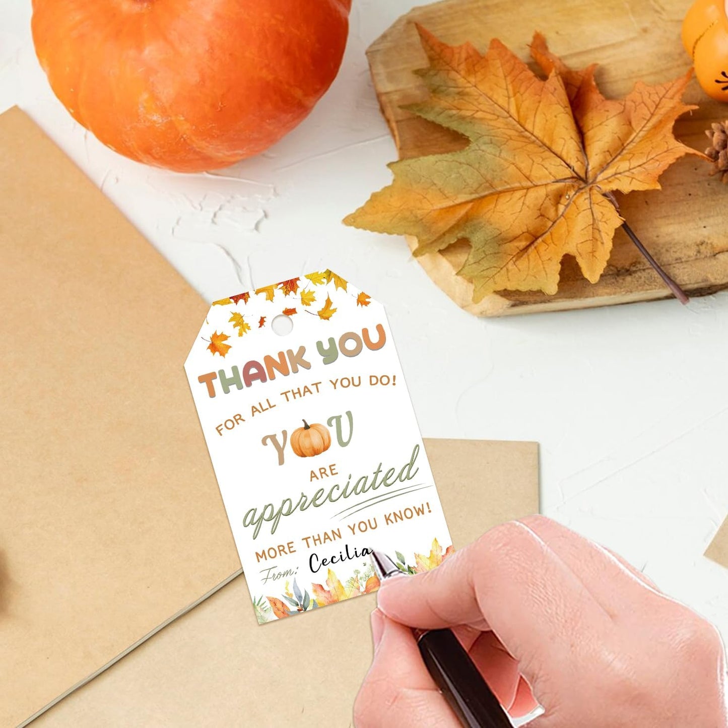 50pcs Thanksgiving Thank You Gift Tags, Friendsgiving Favor Tags with String for Teacher Staff Appreciation Favors Decoration (Appreciation)