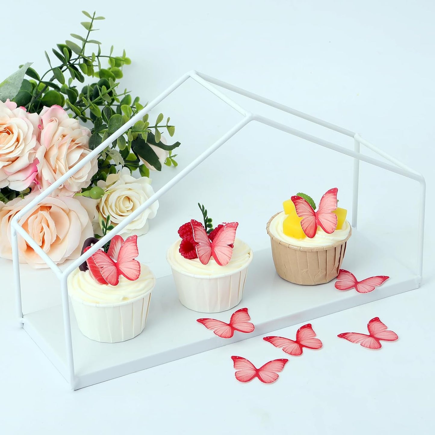 48PCS Wafer Paper Butterfly Cake Toppers YOcity Edible Butterflies for Cake Decorations Red Butterfly Cupcake Toppers for Birthday Party Wedding Food Decorations (Red)