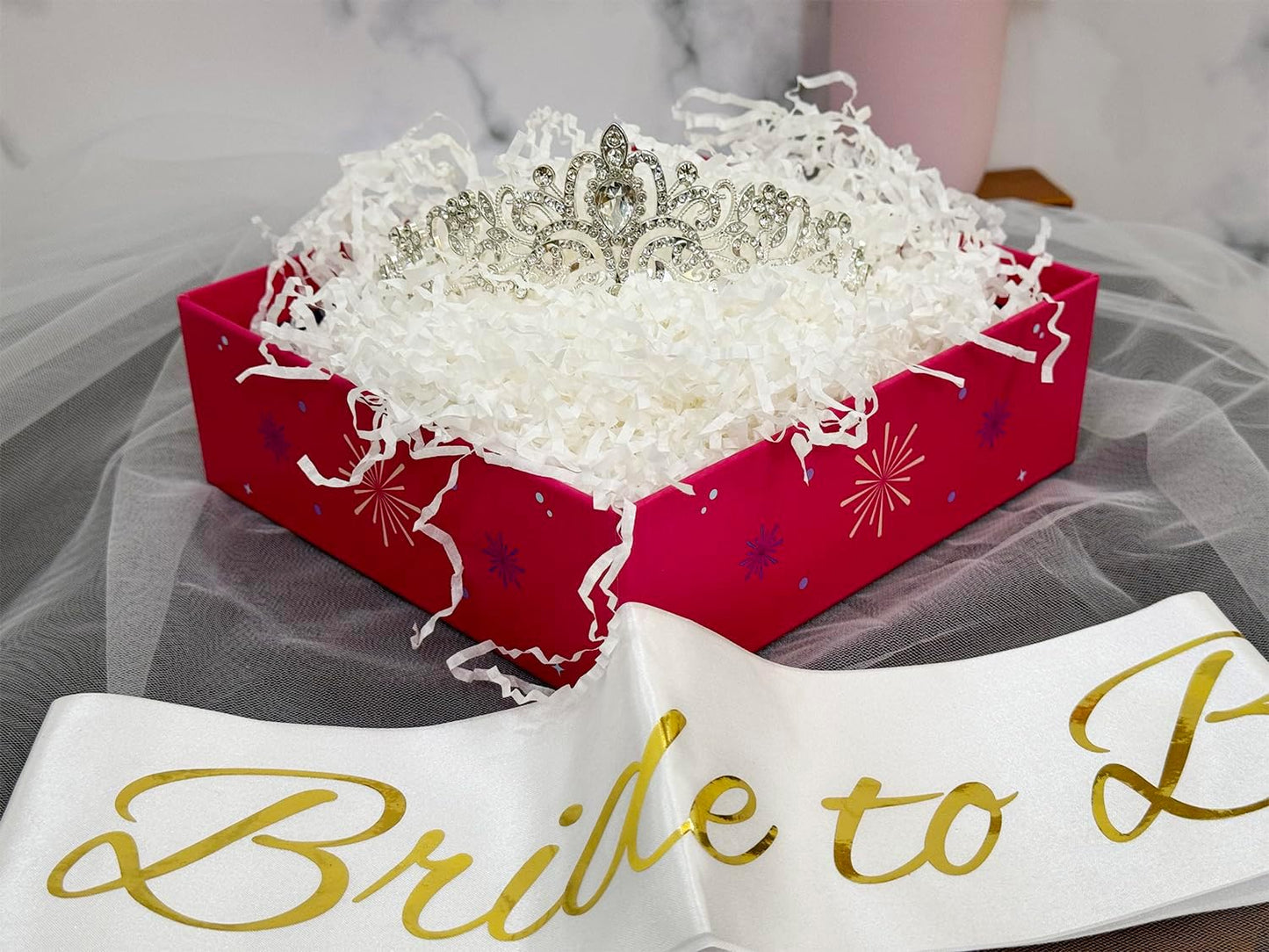 JETKONG 3 Pcs Bachelorette Party Decorations Bridal Shower Crown, Bride to Be Sash&Veil for Women Bachelorette Party Gifts, Bachelorette Party Supplies, Gifts, Favors (Silver)