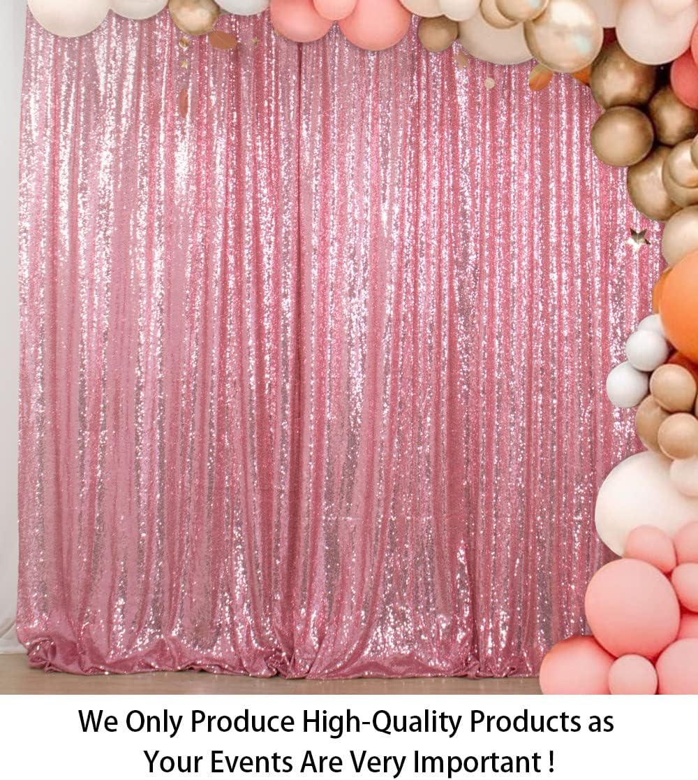 ShiDianYi 8FTx10FT Rose Pink Sequin Photography Backdrop | Shiny Wedding Baby Shower Birthday Party Decor | Sequined Wall Curtain