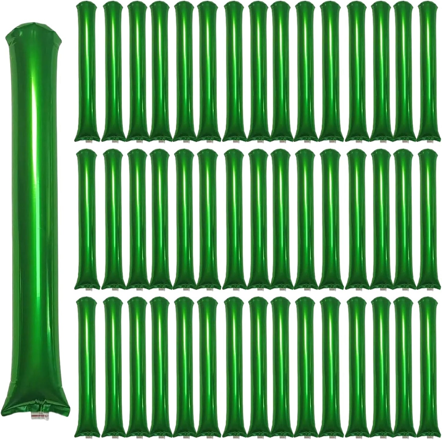 48pcs Round Head Boom Sticks Thunder Sticks Cheering Sticks Team Spirit Plastic Cheerleading Spirit Stick Clapper Inflatable Noise Maker Sports Supply (Metallic Green)