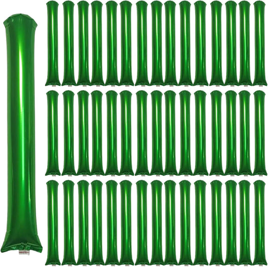 48pcs Round Head Boom Sticks Thunder Sticks Cheering Sticks Team Spirit Plastic Cheerleading Spirit Stick Clapper Inflatable Noise Maker Sports Supply (Metallic Green)