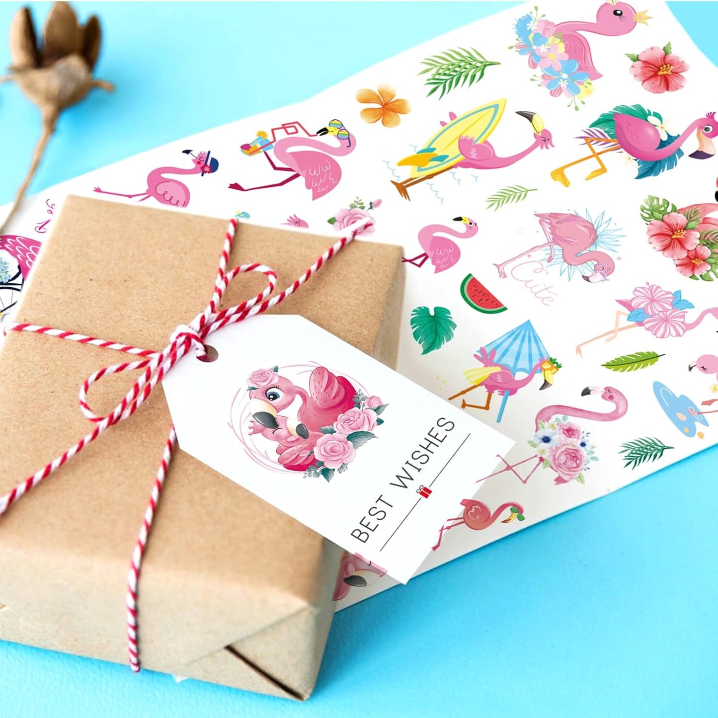 Flamingo Tropical Bird Stickers 840 Count Tropical Pink Bird Animal Stickers for Jungle Safari Animal Birthday Invitations Envelopes Summer Party Goodie Gifts Bags Decor Class Rewards