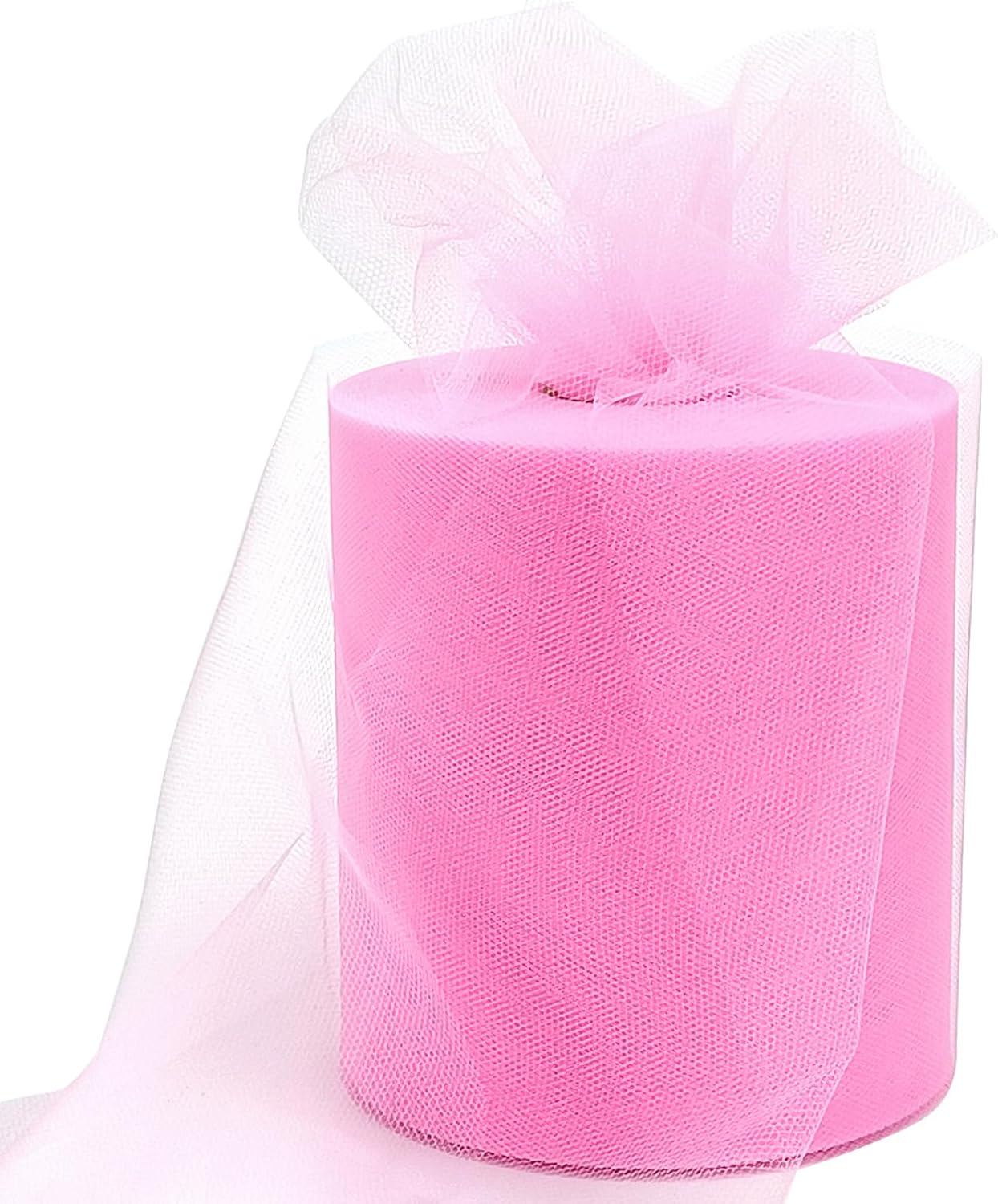 6" x 200 Yards Pink Tulle Fabric Rolls, Pink Spool Tulle Ribbon for DIY Tutu Skirt Wedding Decoration Baby Shower Birthday Party Backdrop Gift Wrapping Bow Craft Supplies
