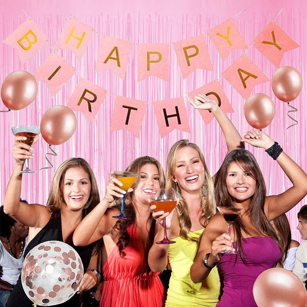 BEISHIDA 2 Pack Pink Tinsel Foil Fringe Curtains Light Macaron Metallic Curtain Photo Backdrop for Wedding Party Birthday Stage Bridal Shower Decor(3.28 ft x 6.56 ft)