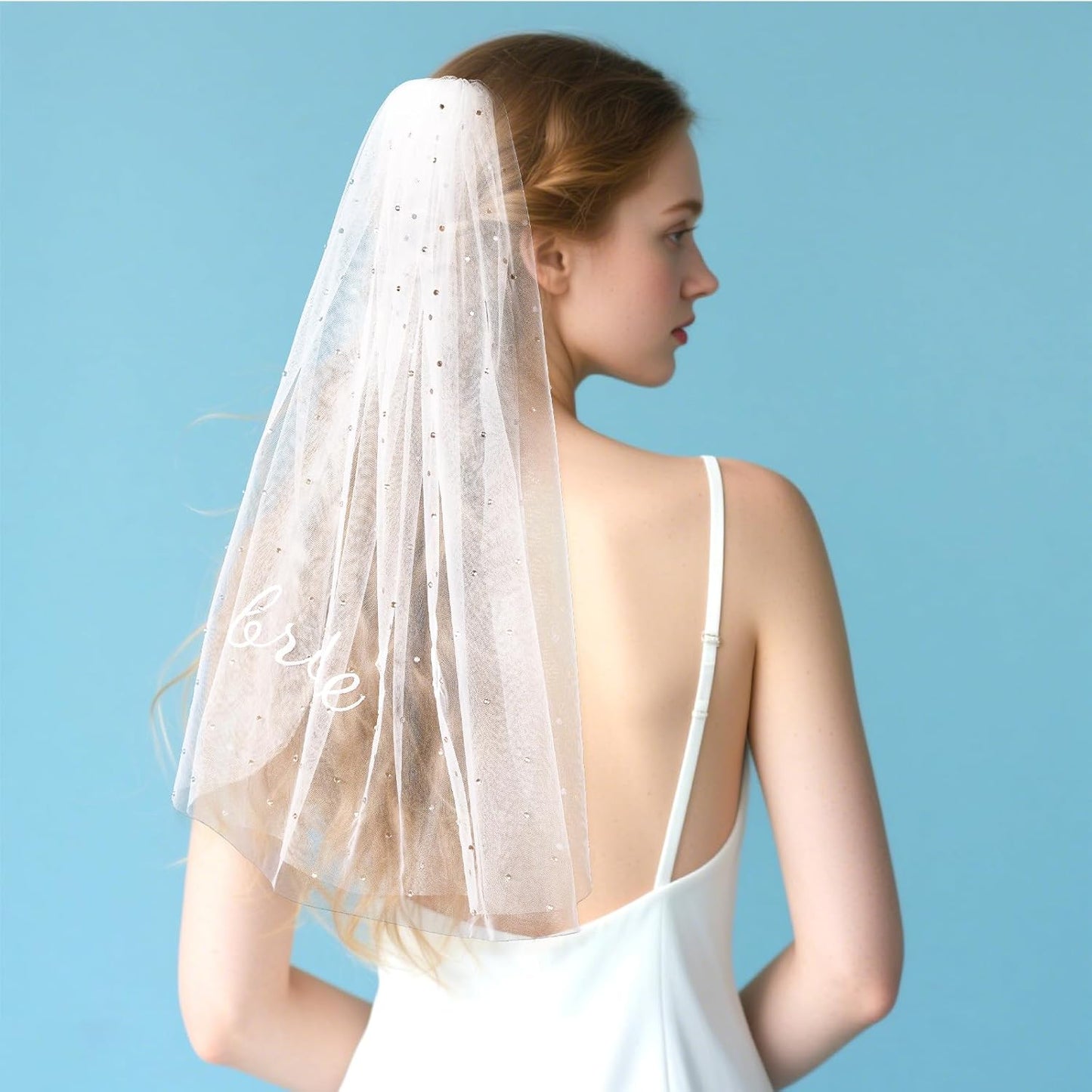 Bride To Be Veil Rhinestone Bachelorette Party Bridal Veil White Wedding Bride Veils Headband Decorations for Brides Gift Wedding Engagement Supplies