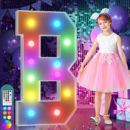 imprsv 4FT Colorful Marquee Light Up Letters B, 18 Colors Large Light up Letters Alphabet Sign with Remote, Large Marry Me Sign, Birthday Party Decorations Baby Shower Anniversary Wedding Decoration
