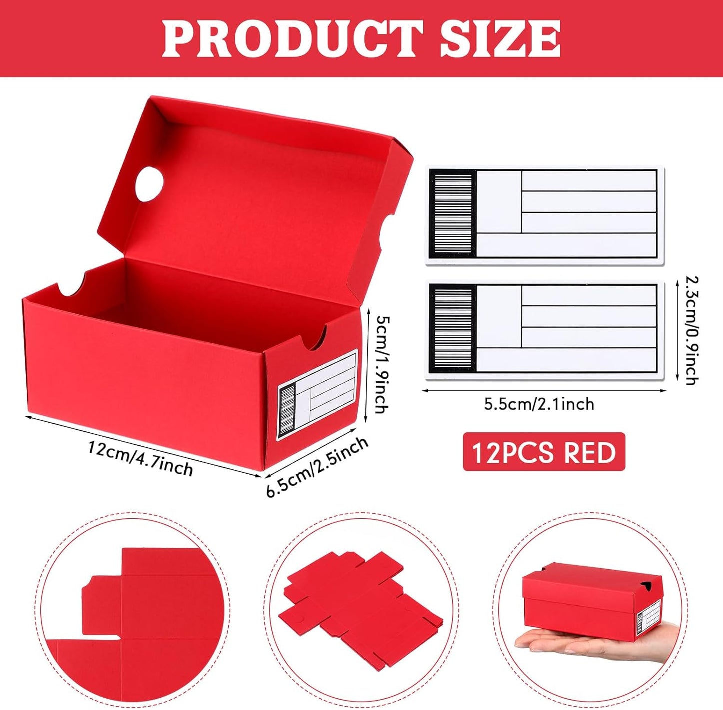 12 Sets Mini Sneaker Boxes for Party Favors Mini Shoe Gifts Boxes 4.7 x 2.5 x 2 Inch Sports Small Gift Case with Editable Label for Candies Cookies Snacks
