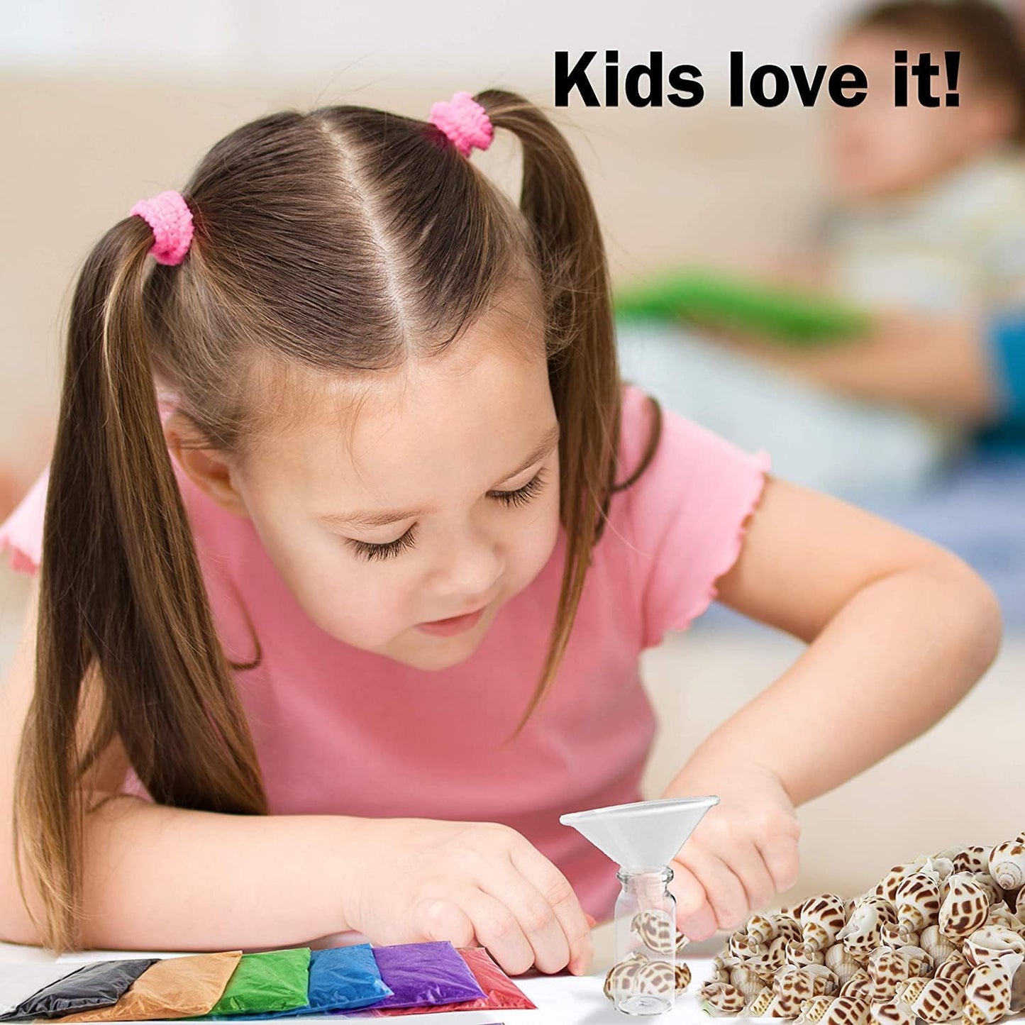 Upper Midland Products Sand Art Wishing Bottles, Bulk Sand Art She Shell Set, 20 Glass Bottles, 50 Seashells, 7 Color Sand, 20 Letter Paper, 3 funnels