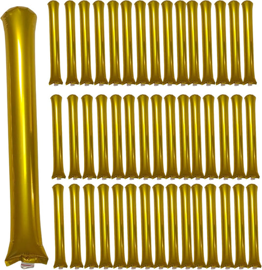 48pcs Round Head Boom Sticks Thunder Sticks Cheering Sticks Team Spirit Plastic Cheerleading Spirit Stick Clapper Inflatable Noise Maker Sports Supply (Golen)