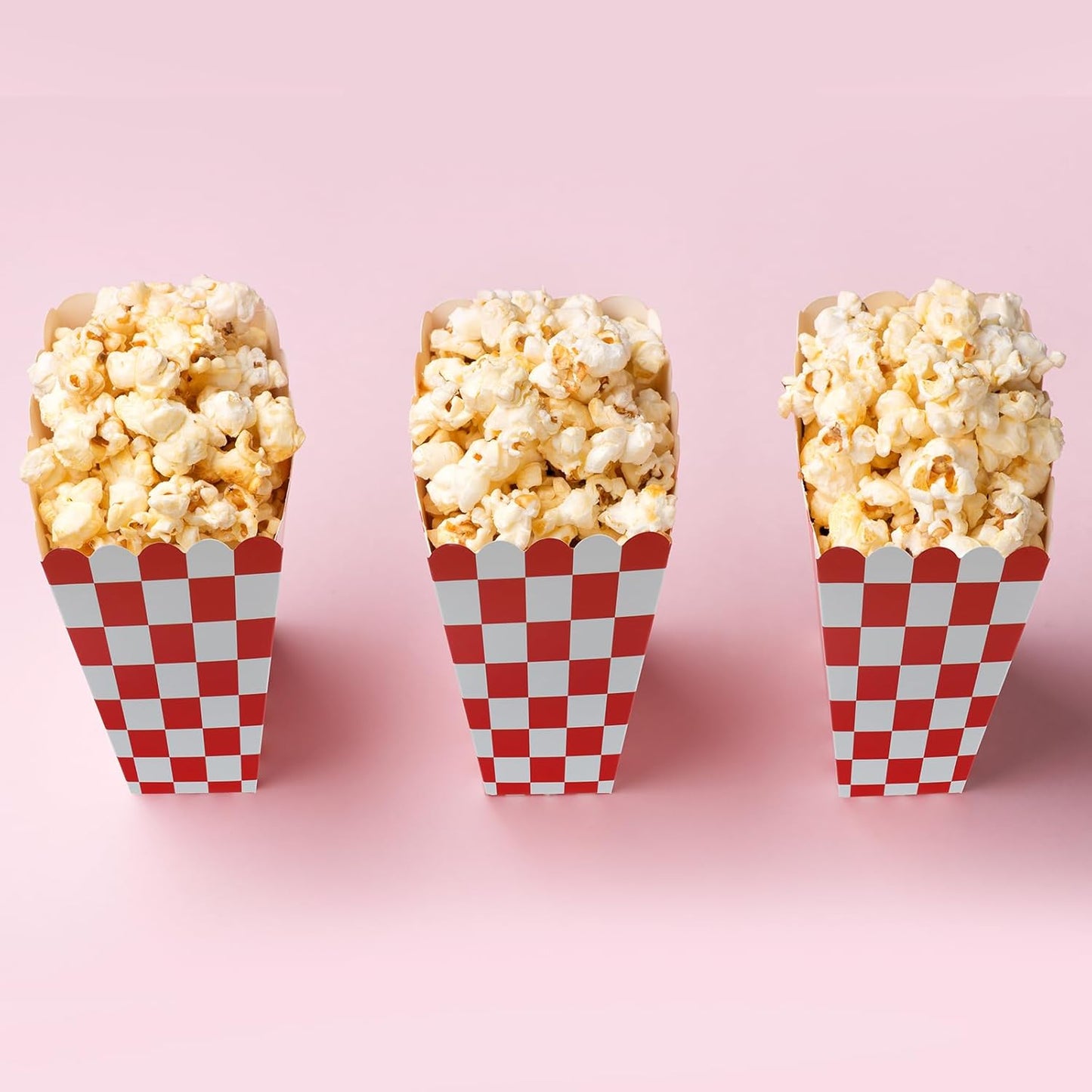 50 Pcs Popcorn Boxes Mini Paper Popcorn Box Cardboard Popcorn Container for Party Disposable Snack Candy Popcorn Bags Popcorn Holder for Movie Nights Birthday Wedding (Red Checkered)