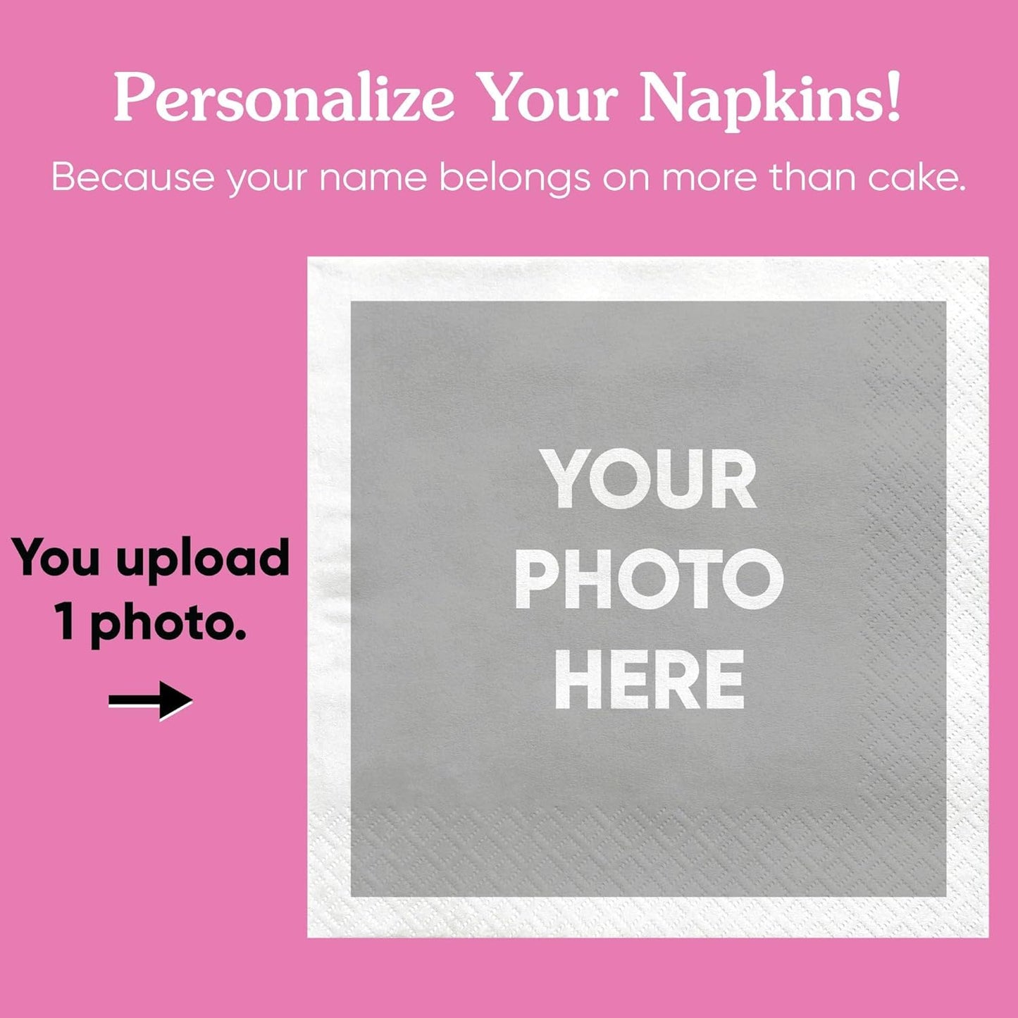 Big Dot of Happiness Custom Photo Party Napkins, Personalized Engagement, Wedding, Graduation, Birthday Decor, White 3-Ply Paper Beverage Napkins - 50 Count