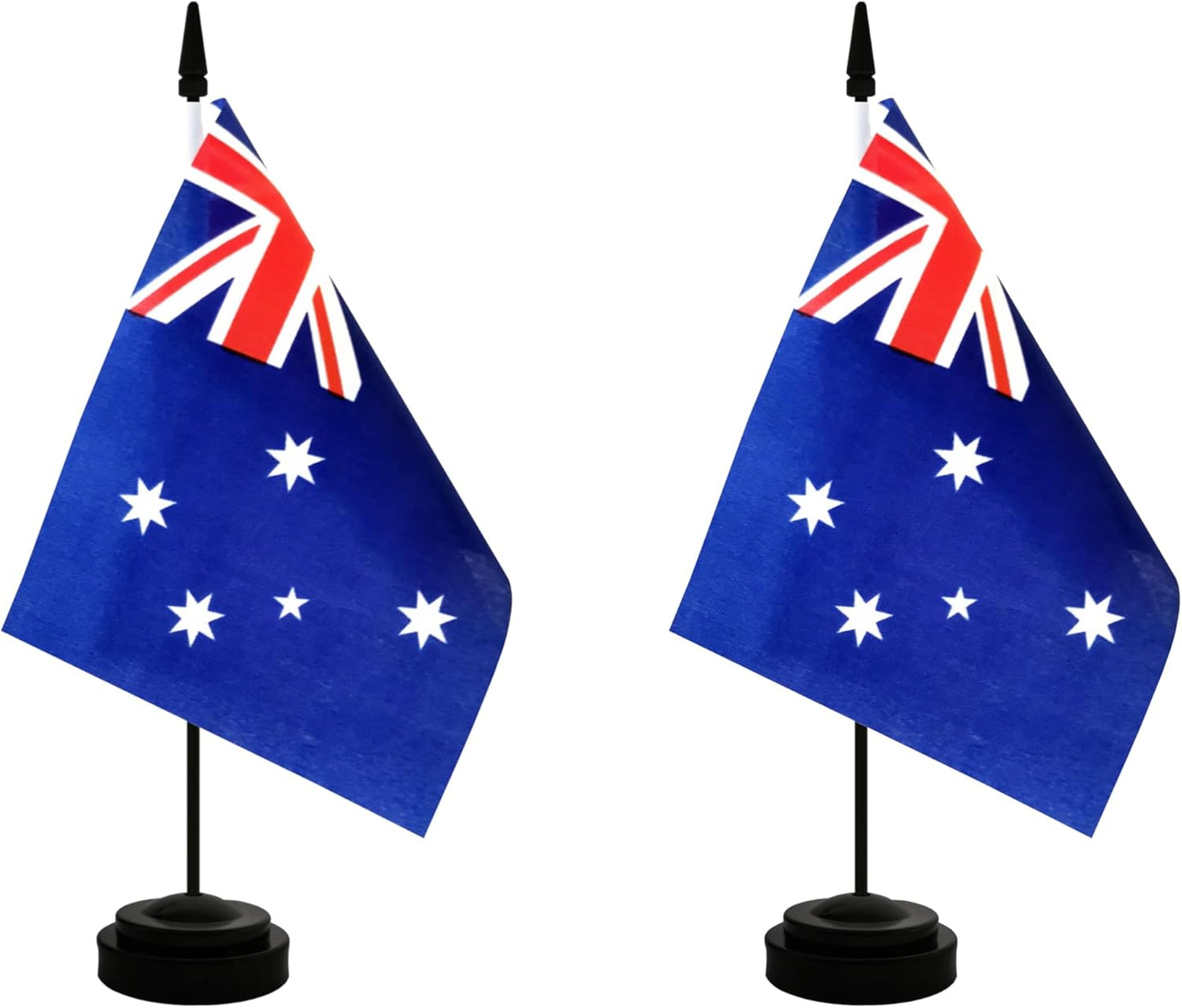 2 Pack Australia Desk Flag, Australian Table Office Flag with Solid Pole and Stand Base, International Country Flag, Festival Celebration, Classroom Meeting Desktop Decoration (Australia)