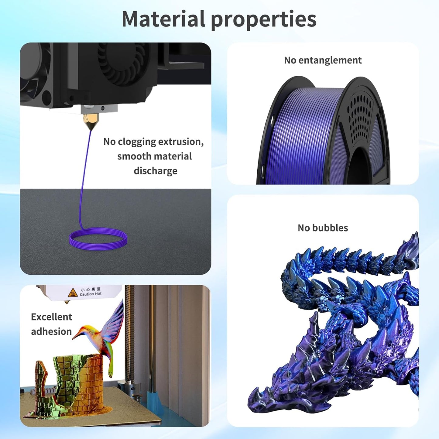 GIANTARM Tri-Colors Silk Pla Filament, 3D Printer Filament 1.75mm +/-0.02mm, 1Kg (2.2lbs) Spool, Vacuum Packaging (Red+Blue+Green)