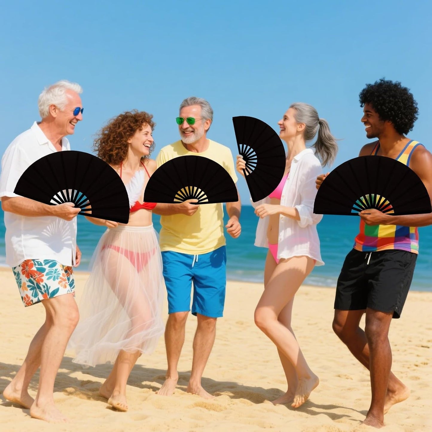 13inch Large Rave Fan Popping Clacking Fans for Line Dancing,Hand Fans for Women Foldable,Boots on The Ground Fan,Portable for Outdoor,Wedding,Party,Decoration (10pcs Black)