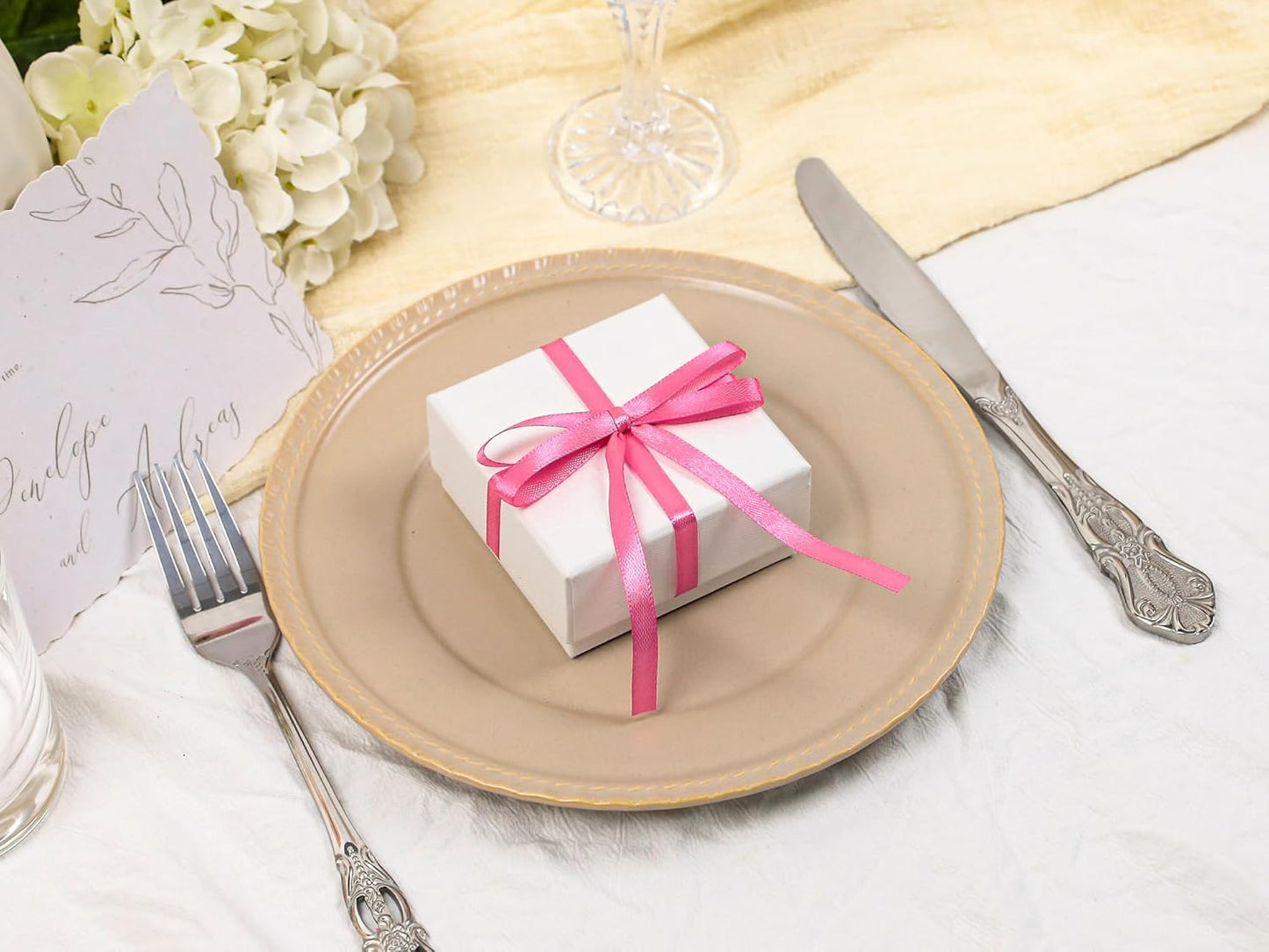 Hot Pink Satin Ribbon 1/4 inch X Continuous 25 Yards, Single Face Polyester Ribbon Perfect for Gift Wrapping, Flower Bouquet, Wedding Decor, Crafts, Bow Making, Sewing and More