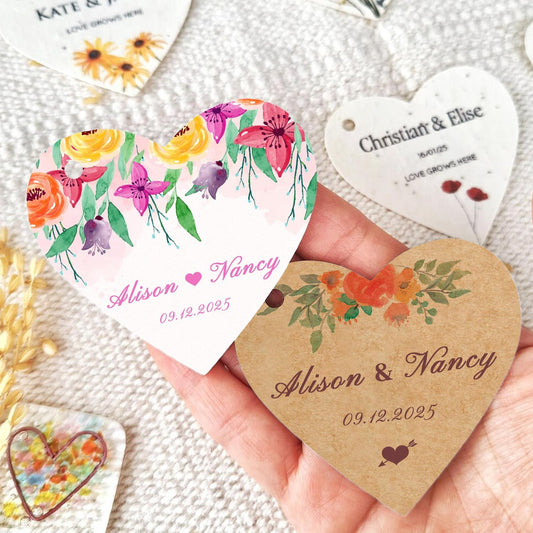 Custom 2.3inch 100pack Gift Tags with Strings,Personalized Thank You Tags Party Decoration Paper Gift Labels for Birthday Wedding Favor Baby Shower Floral Hang Tag Hangtag (Heart Shape)