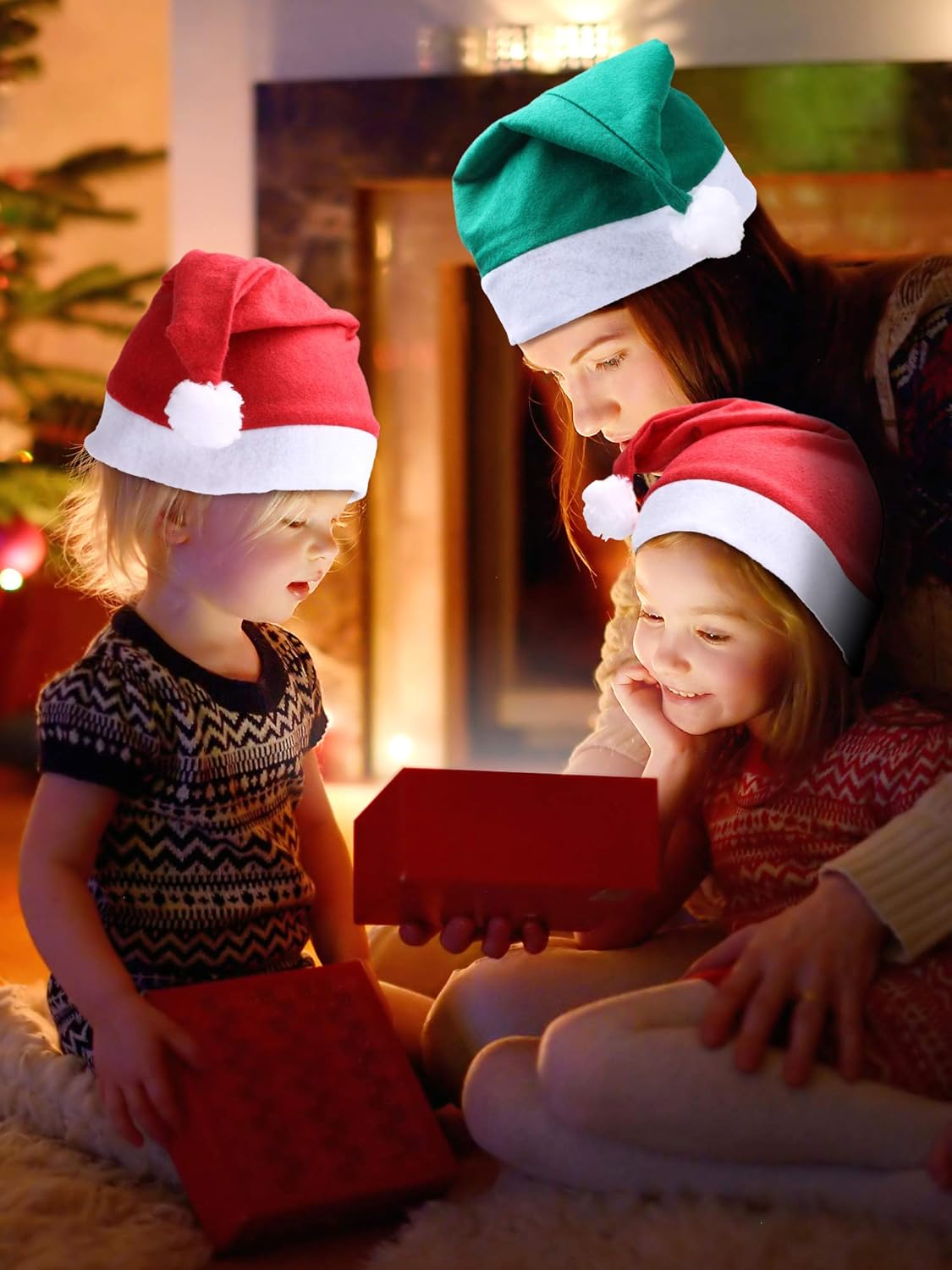 SATINIOR 12 Pieces Santa Hats Christmas Non Woven Fabric Hat for Holidays Xmas Party Supplies