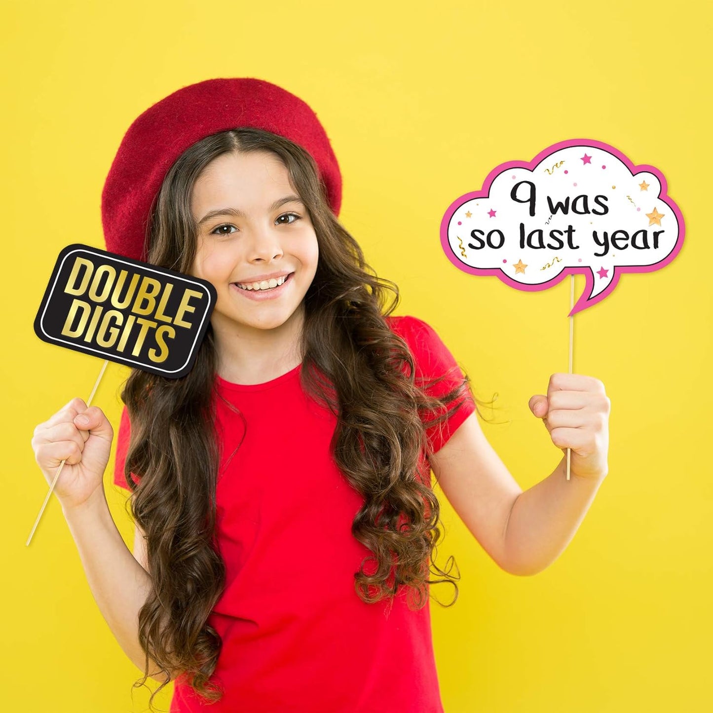 10th Birthday Photo Booth Party Props - 40 Pieces - Funny 10th Birthday Party Supplies, Decorations and Favors